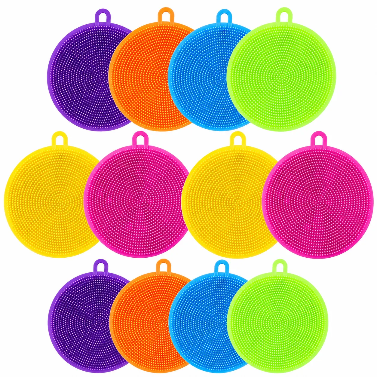Premium Food-Grade Silicone Dish Scrubber Set – 12-Pack Reusable, BPA-Free, Dishwasher-Safe Sponges with Rapid-Dry Design for Effortless Cleaning of Dishes, Cookware, Fruits, Vegetables, and Kitchen Surfaces