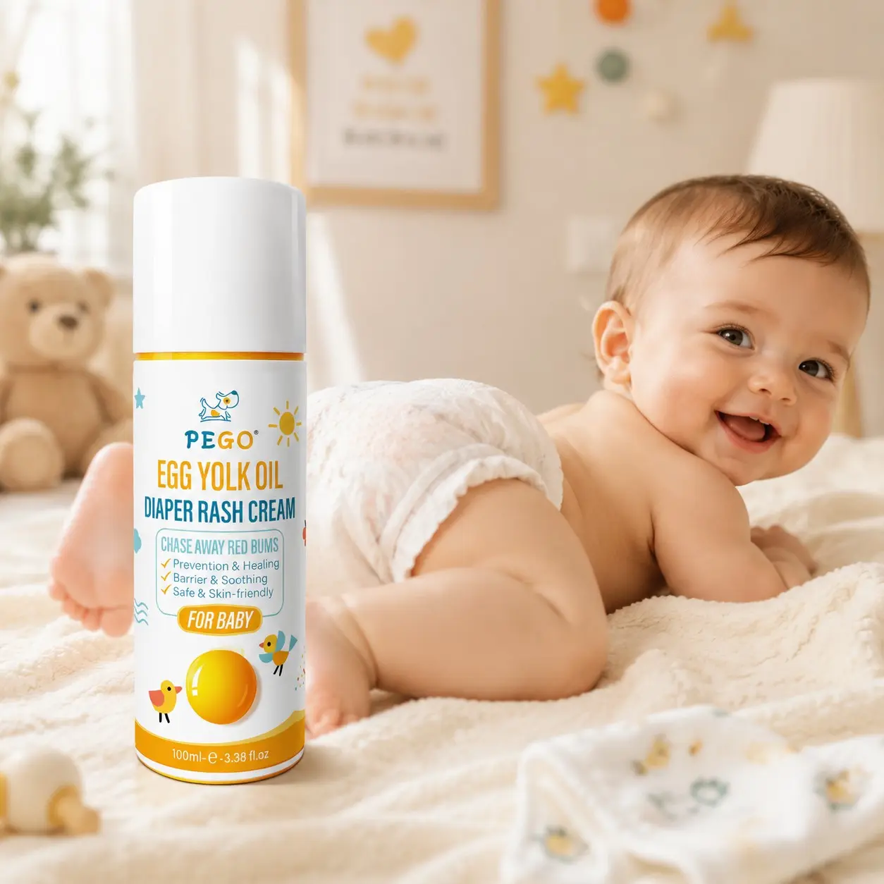 Baby Butt Cream Diaper Rash for Newborns, Zinc Oxide Protection, Soothes Redness, Fragrance-Free, No Preservatives, Gentle on Sensitive Skin, Diaper Balm, Diaper Rash Ointment