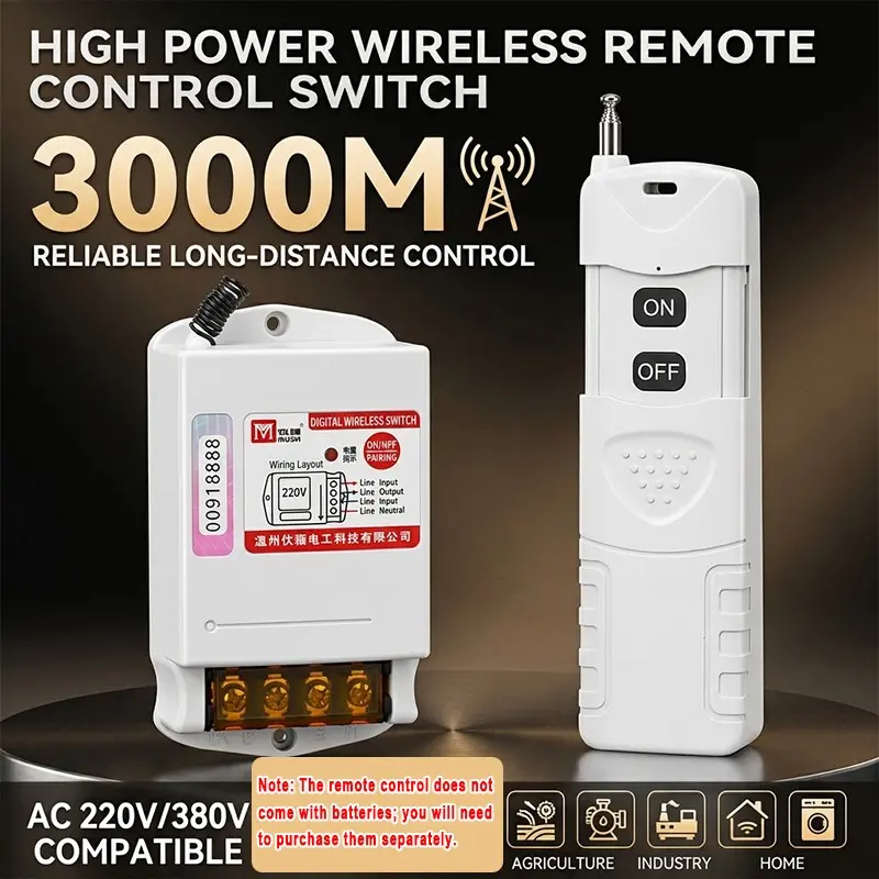 220v/380v Wireless Remote Control Switch Off, High-Power Water Pump Controller, Home Remote Power Control for Irrigation, Small Farming