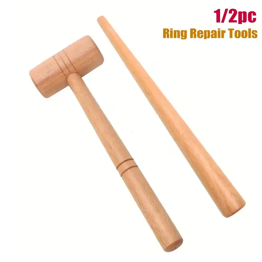 Wooden Ring Repair Tool Set, Adjustable Ring Sizer Wooden Hammer, Durable Jewelry Hammer, DIY Beading Accessories, 25mm Head, Versatile Tools