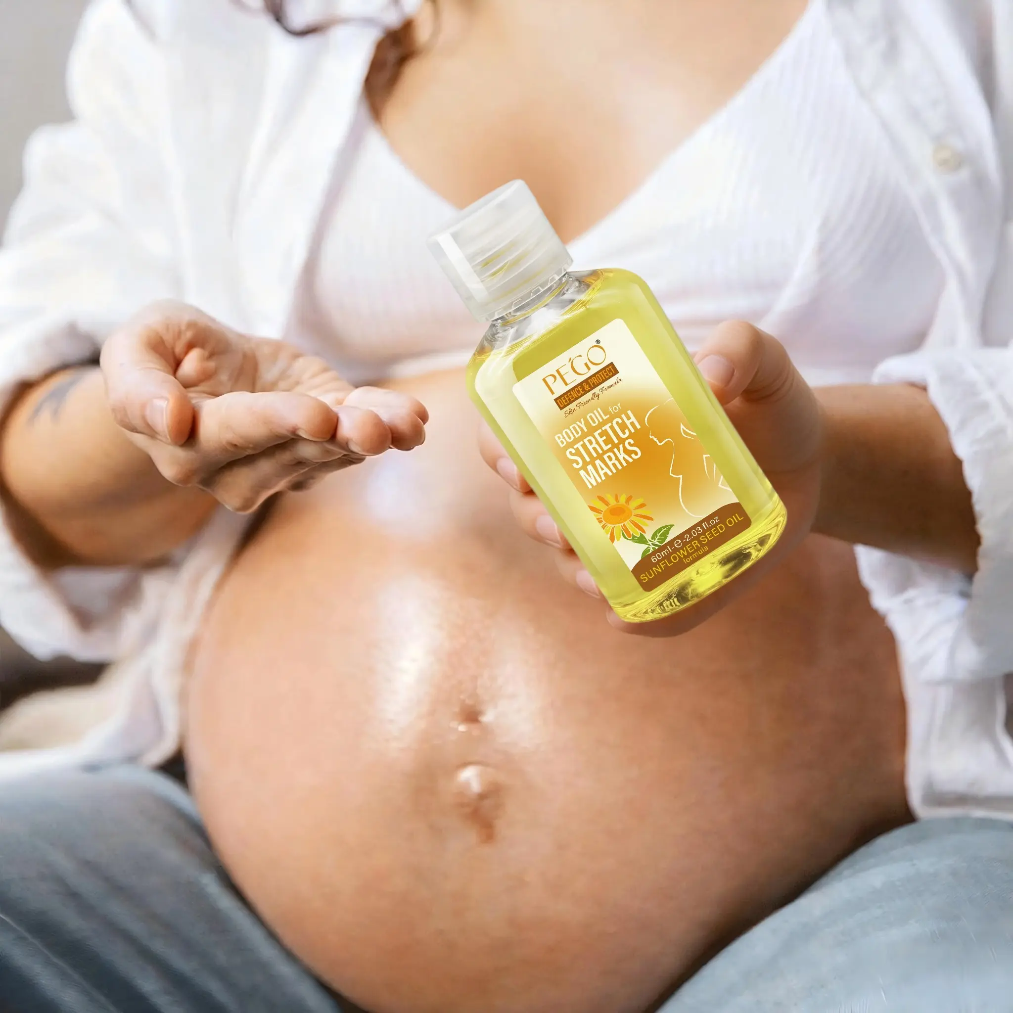 2 Bottles Pego Maternity Pregnancy Must Haves Stretch Mark Repair Oil, Deep Moisturizing Body Lotion, Prevents & Reduces Stretch Marks, Suitable for All Skin Types