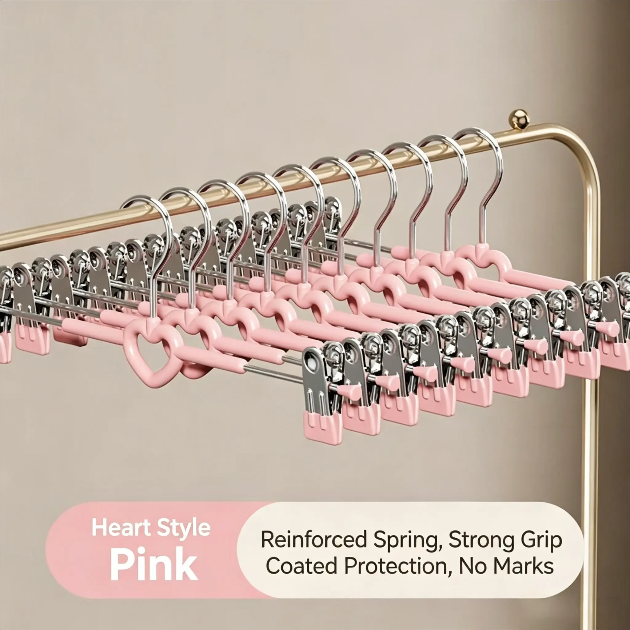 10pcs Stainless Steel Heart-Shaped Clothes Hangers, Cute Heart Design, Non-Slip & No Trace, Suitable for Adults, Coats, Dresses, Shirts, Jackets, Pants and Other Clothing Storage in Wardrobe