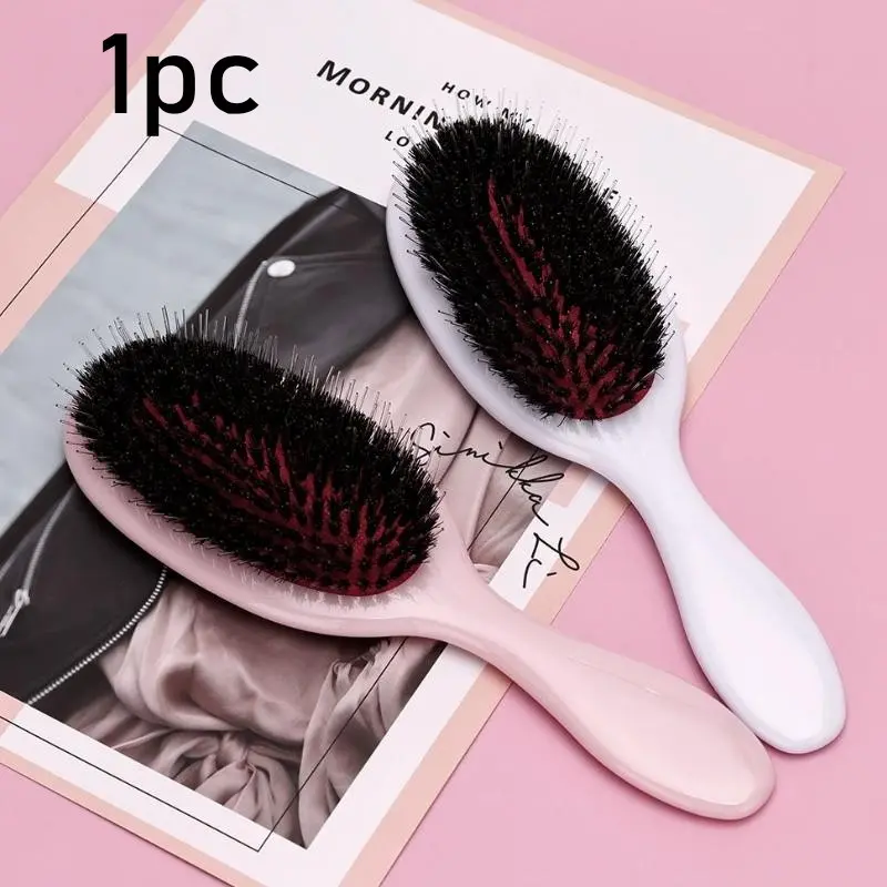Natural Boar Bristle Hair Brush, Haircare Brush, 1/2 Counts Anti-static Hair Massage Comb, Hair Styling Tool for Women & Men, Portable Travel Comb, Anti Static Hairbrush, Hair Grooming Brush
