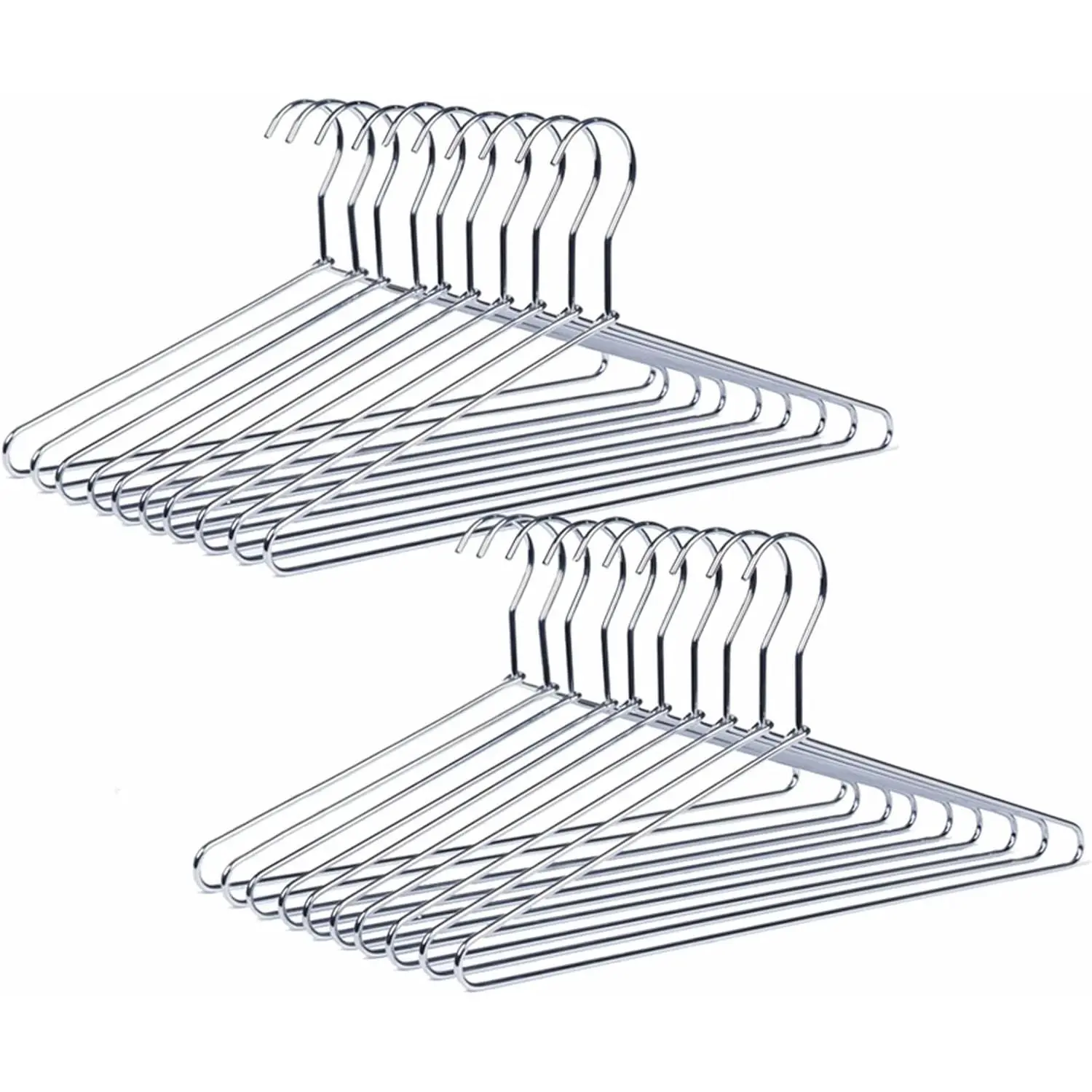 30 Pack Heavy Duty Metal Coat Hangers, 17" Stainless Steel Shirt Hangers with Smooth Chrome, Silver Metal Wire Hanger for Closet Organization, Suit & Pants