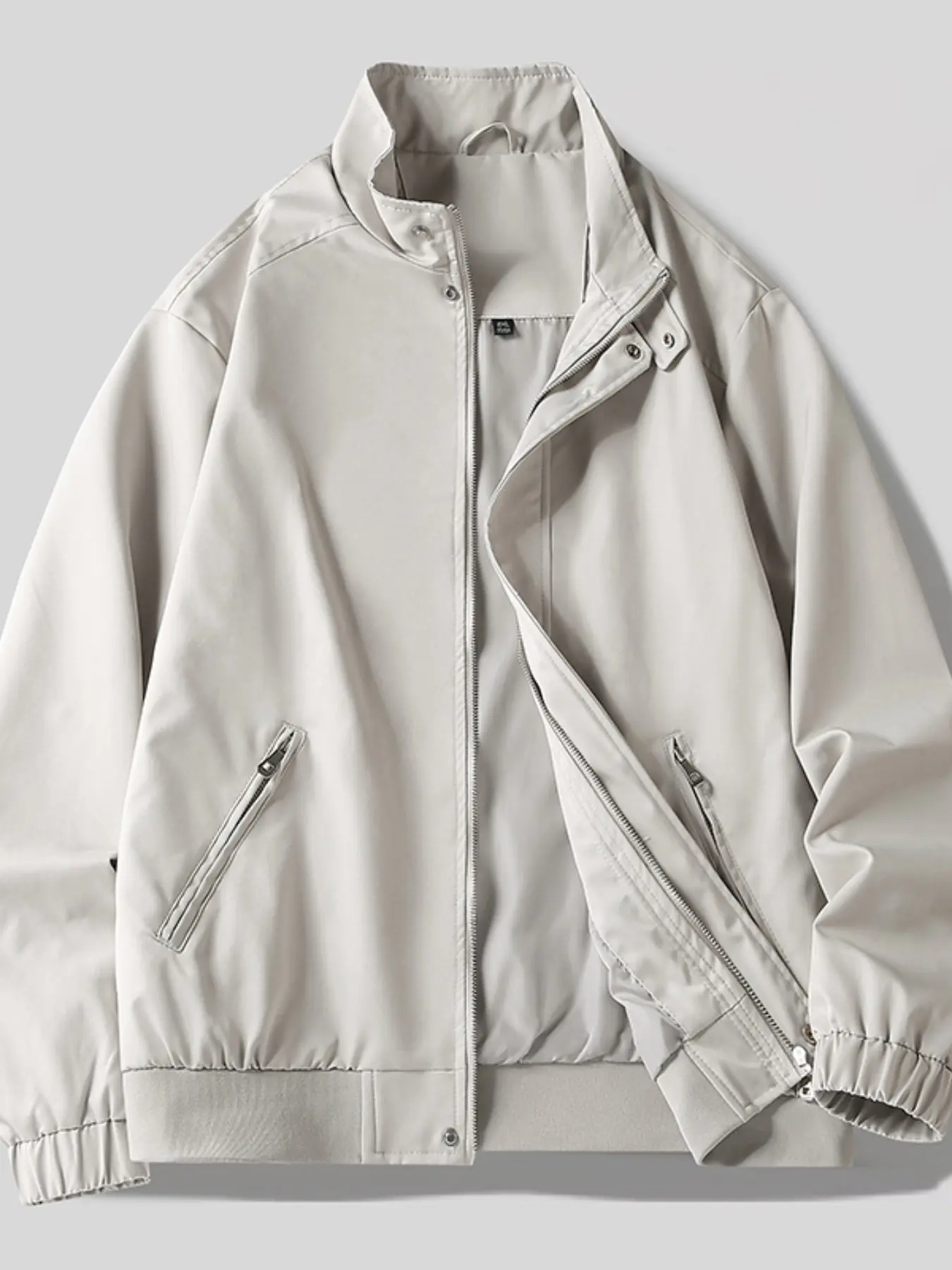 Men's American Vintage Harrington Jacket, Stand Collar Casual Windproof Waterproof Coat, Lightweight Short Sleeve Top, Spring & Fall Streetwear