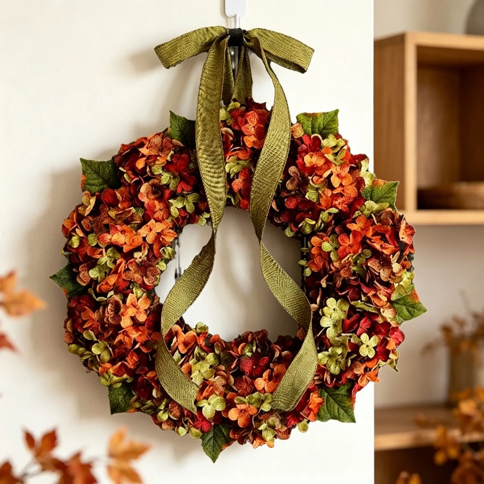 Thanksgiving Autumn Color Door Hanging Wreath, Bohemian Wreath, Ball Flower Garland Wall Decor, Decorative Flower Wreath, Farmhouse Style Wholesale for Fall Harvest Festival Floral Elements, Rustic Bohemian Wreath, Festive Decoration