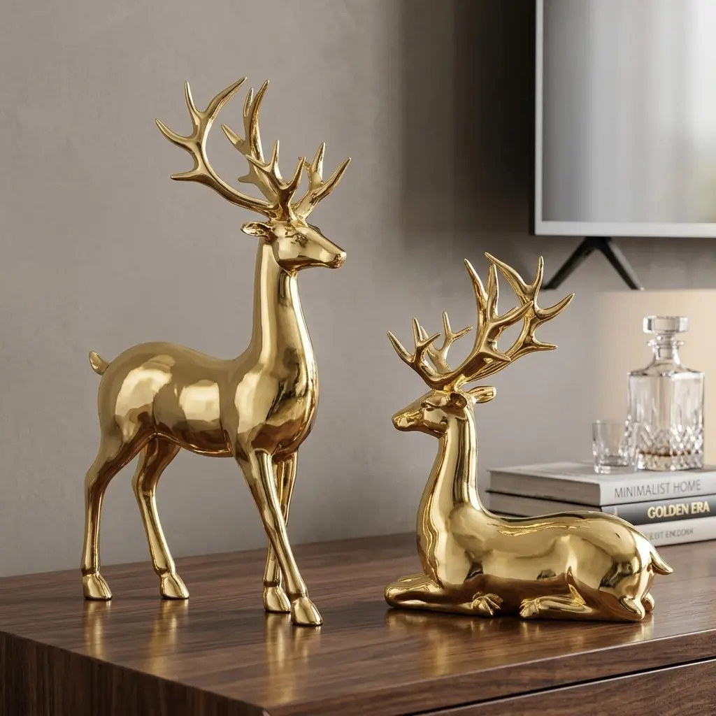Nordic Wind-Decorated Reindeer Ornaments, Resin Sculptures, Modern Luxury Home Decor, Perfect for Moving-In, Opening, Wedding Gifts, Beautiful Design, Decorative Home Ornament