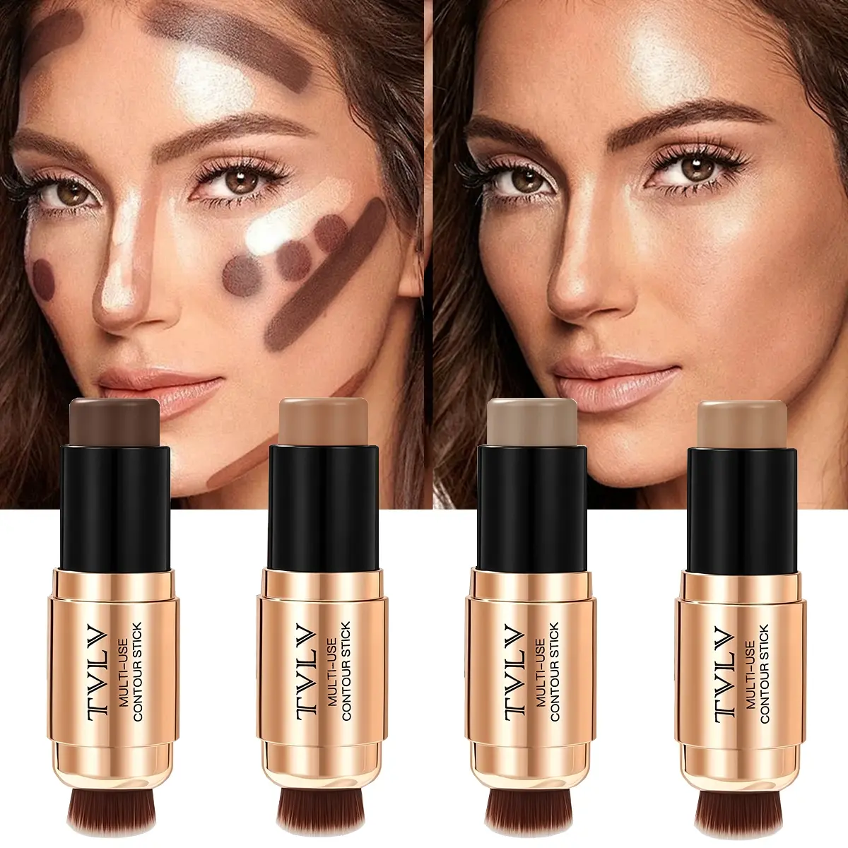 2-in-1 contouring stick with silky texture, easy to apply, long-lasting makeup effect, natural and three-dimensional contouring stick