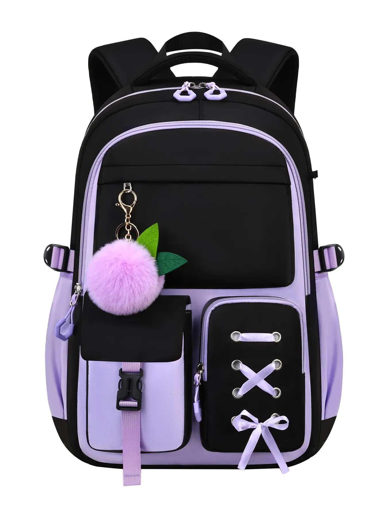 Large Capacity Student Backpack, School Backpacks, Solid Color Casual Multi-Compartment Travel Bag, Versatile Commuting Backpack for School Use