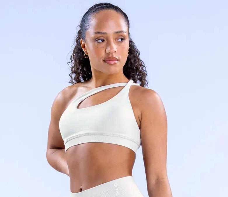 DFYNE Impact Asymmetrical Design Sports Bra for Women, Gym and Yoga