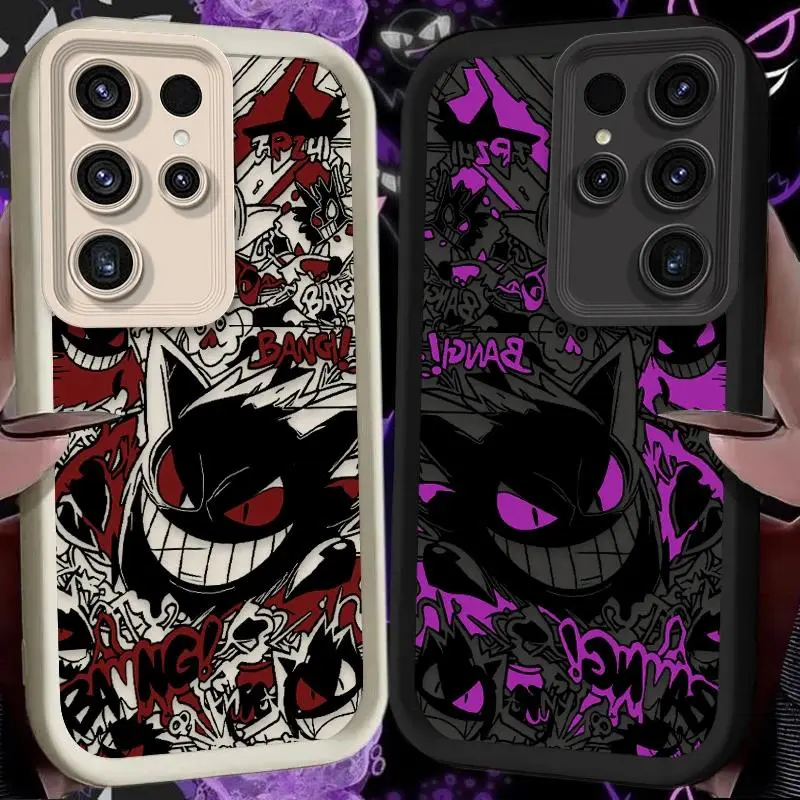 P-Pokemon Gengar Graffiti Phone Case for Samsung Galaxy S26 S25 S24 S23 S22 S21 Ultra Plus FE iPhone 17 16 15 14 13 12 11 Pro Max Air, Shell, Water Proof