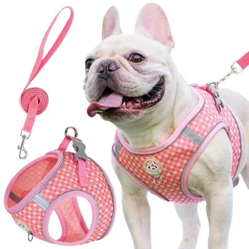 No-Pull French Bulldog Harness with Leash | Breathable Vest for Small Dogs, Comfortable Grip Pet Walking Set with Adjustable Straps
