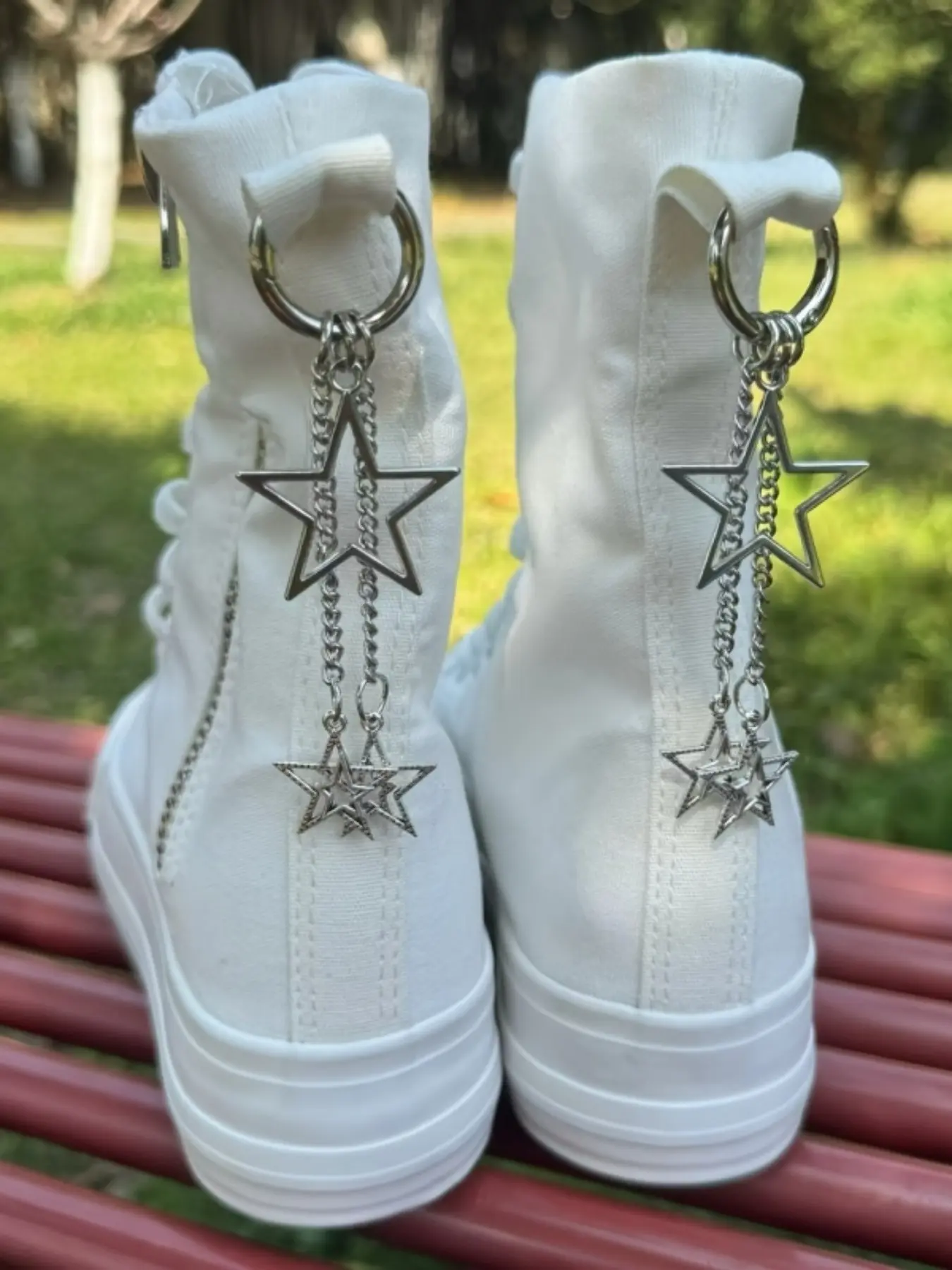 2pcs Star Chain Detachable Shoe Buckles, Y2K Style Shoe Decoration Charms, DIY Shoe Accessories, Casual All-Season Footwear Decor, Shoe Chains