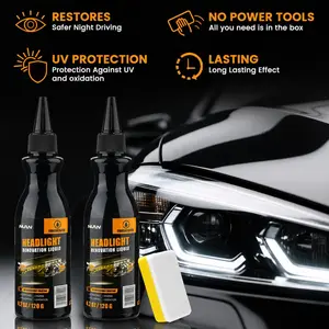 NUAN Headlight Restoration Cream with Protective Coating, UV Protection Polish Kit for Yellowed, Oxidized Plastic Headlight Lenses