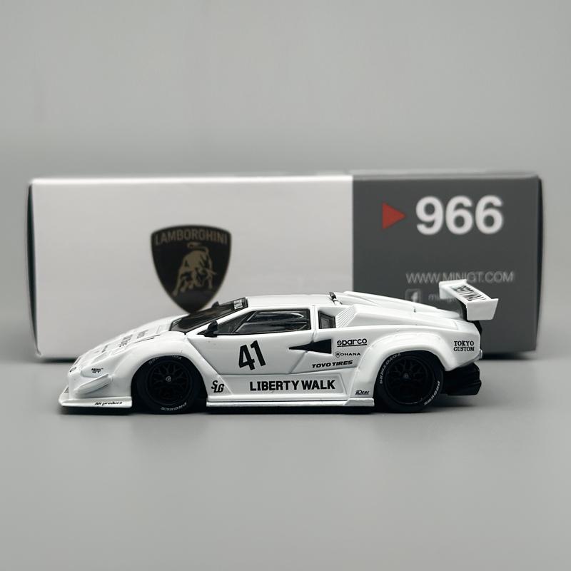 MINIGT 1:64 Lamborghini Countach LBWK White 2024 alloy car Model 966