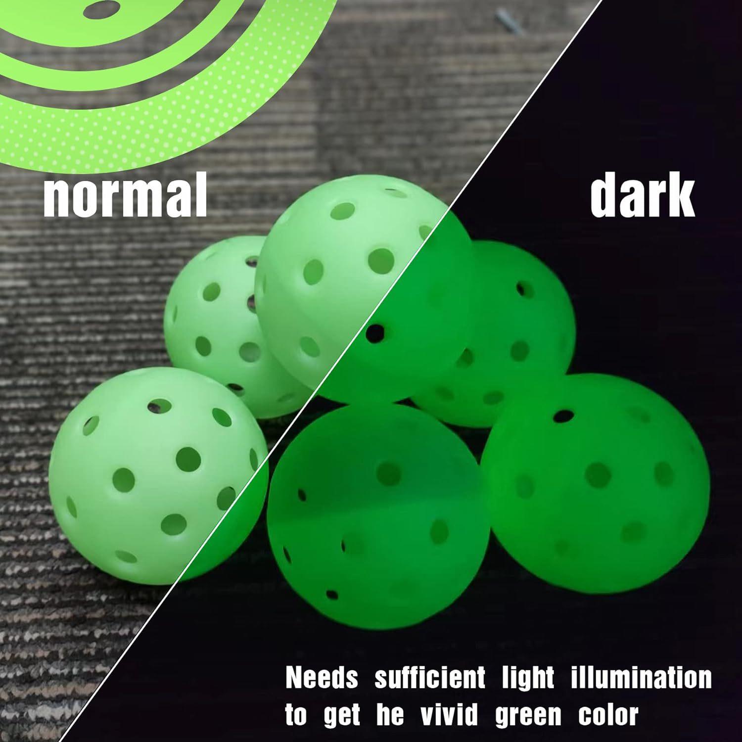 Pickleballs 40 holes, fluorescent glow-in-the-dark pickleballs, high elasticity, for night training