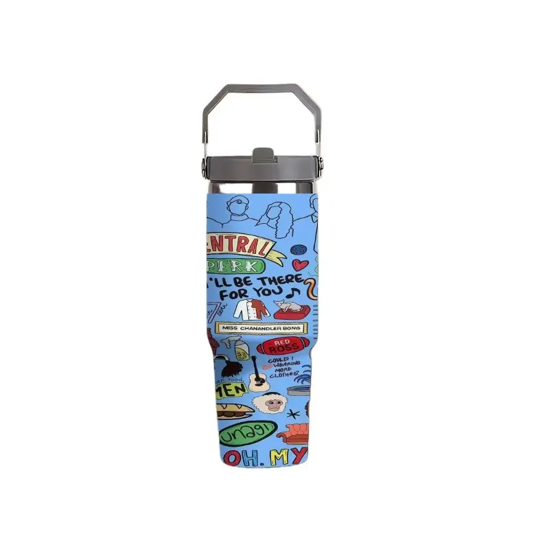 1pc Classic Friends Central Perk Full Print 17oz/17.5oz/20oz/30oz/32oz/40oz Large Capacity Travel Cup For Daily Outdoor Use