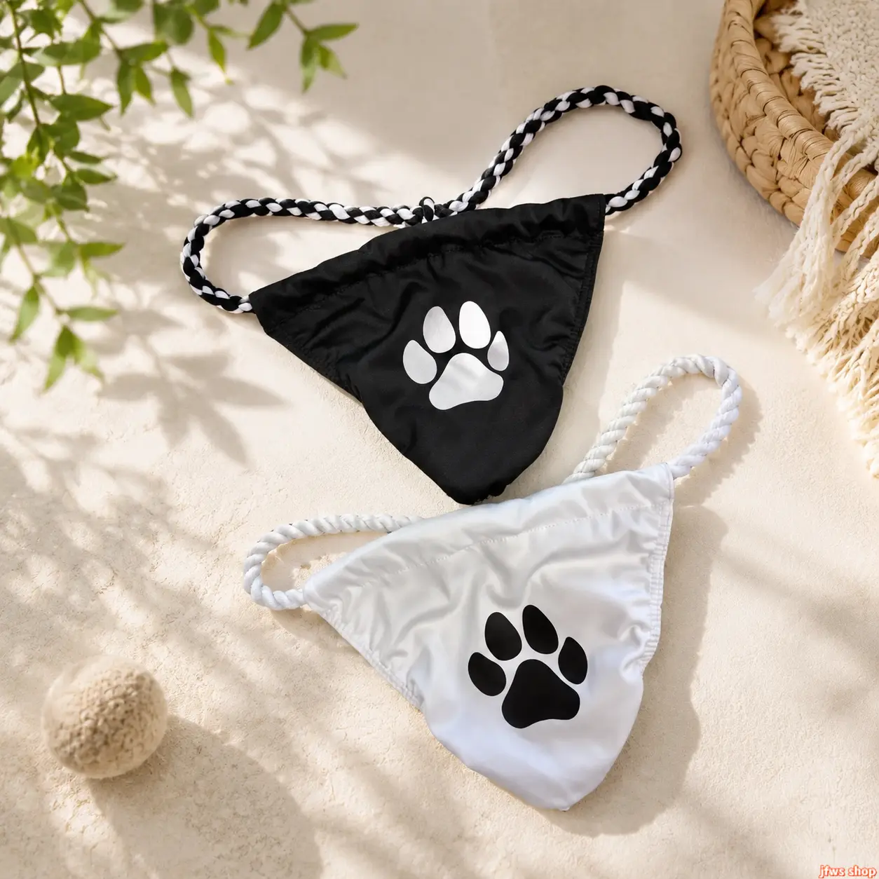 Men's Unisex 2-Pack Quick-Dry Fabric Bikini Trunks with Paw Prints & Adjustable Straps, Multi Sizes for Pool Party Beach Swimwear (Sports & Outdoor Clothing)