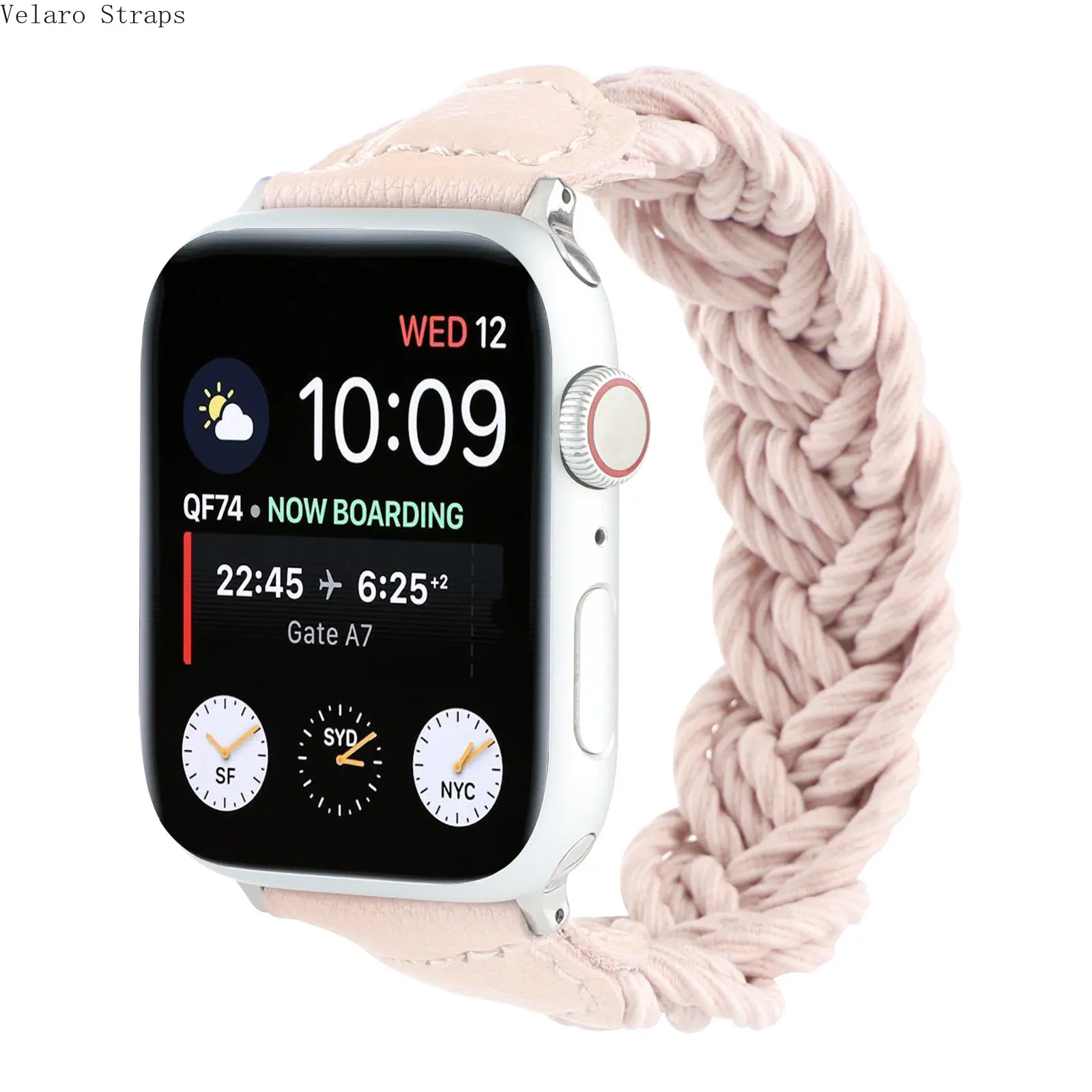 Women's Durable Wearable Twist-Rope Woven Stretch Nylon-Leather Spliced Cord Watch Strap, Elastic Braided Bag Accessory for All Smart Watches, Smartwatch Accessories, Accessories