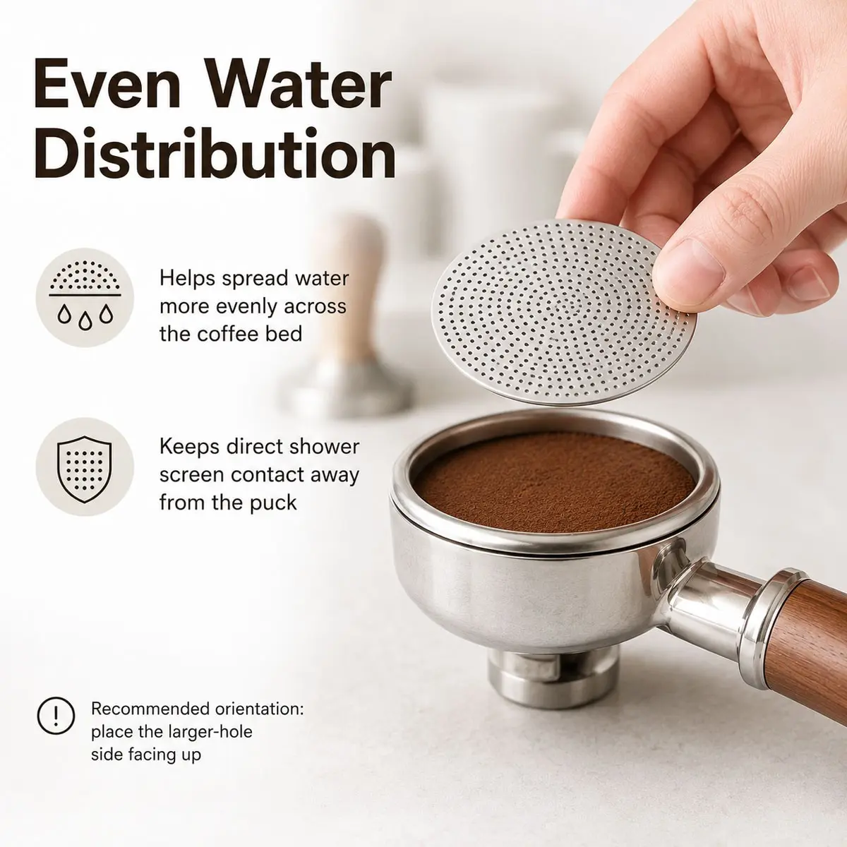 1 pcs 51/53/58mm Stainless Steel Espresso Puck Screen, Reusable 0.8mm Thickness Coffee Filter Screen for Espresso Portafilter Filter Basket, Durable coffee accessories for secondary water separation