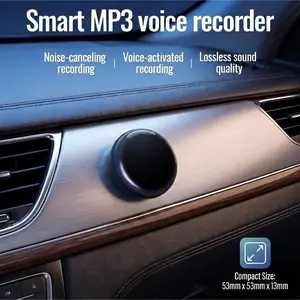 Magnetic Car Voice Recorder, Smart Dash MP3 Audio Recorder, Noise Cancelling Voice-Activated Device, Ultra-Compact Magnetic Mount Device,Ultra-Compact Must-Have Accessory for Drivers & Rideshare, Must-Have Auto Accessory for Road Safety & Evidence
