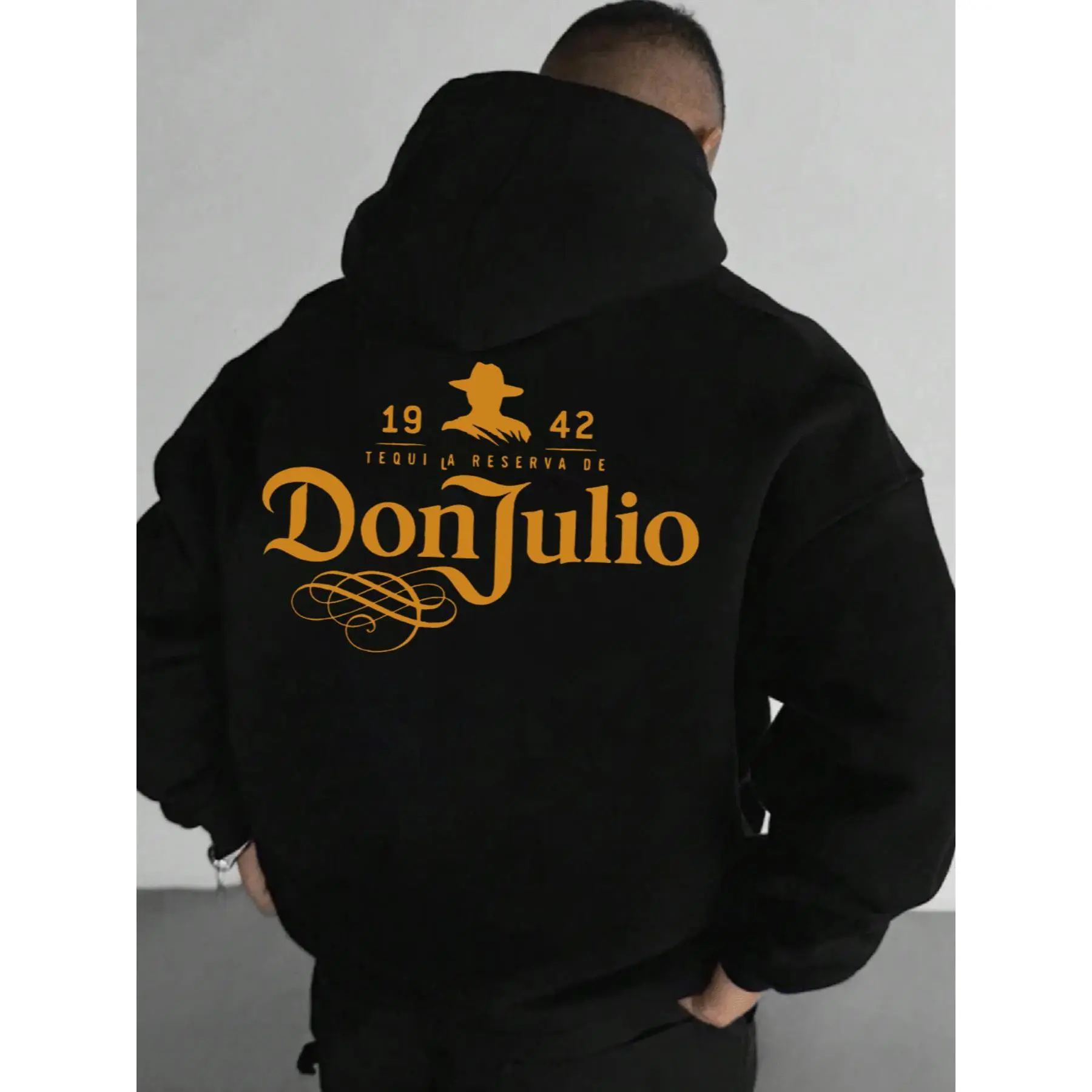 Men's Letter Print Drop Shoulder Hoodies, Fashion Casual Regular Fit Drawstring Pocket Hooded Sweatshirt for Daily Holiday Outdoor Wear, Graphic Print Hoodie, Casual Hoodie Pullovers, Men Clothes for Fall & Winter, Drawstring Hoodie Top