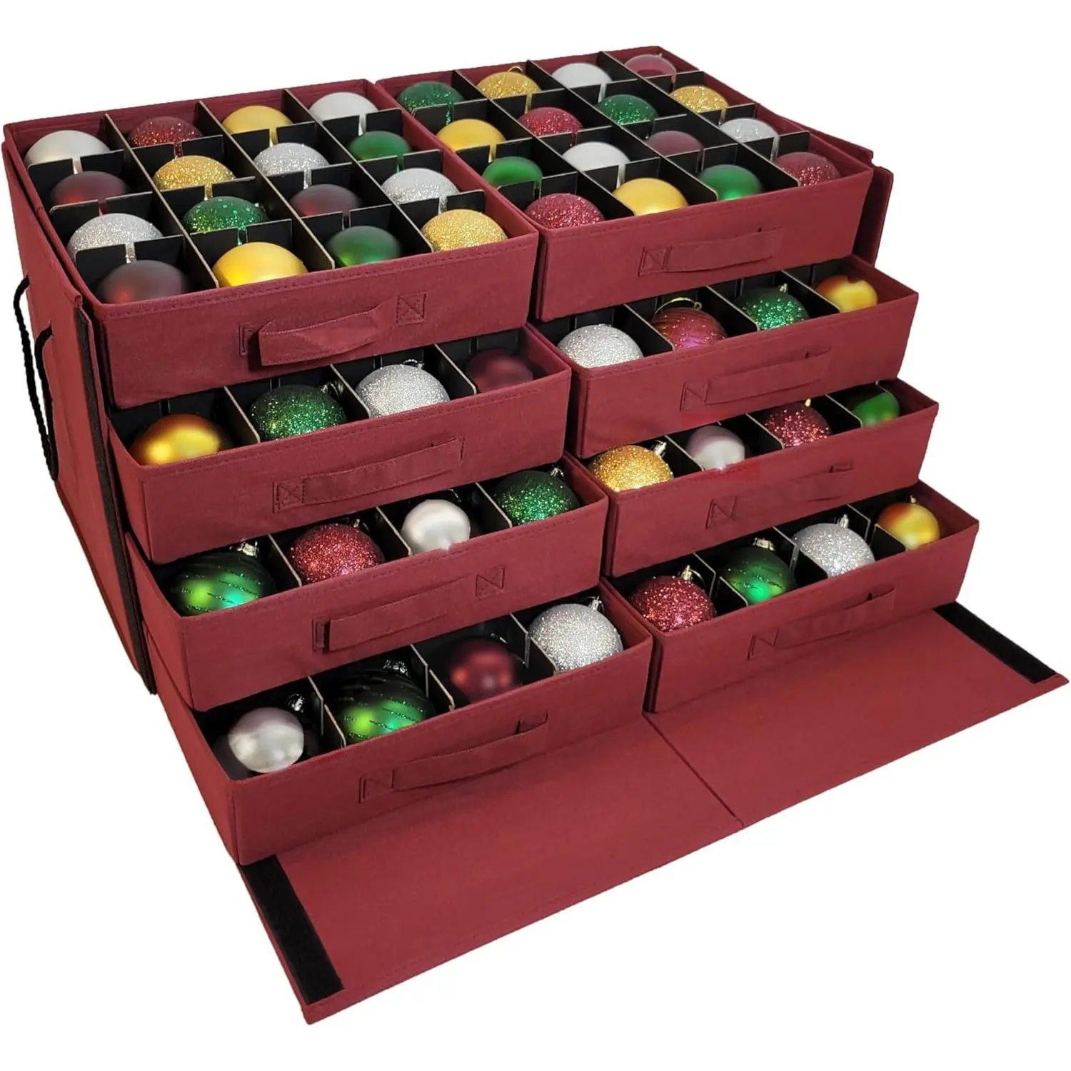 Christmas Ornament Storage Box with Adjustable Acid-Free Dividers, Holds 128 3 Inch Ornaments (SB-40043-VT)