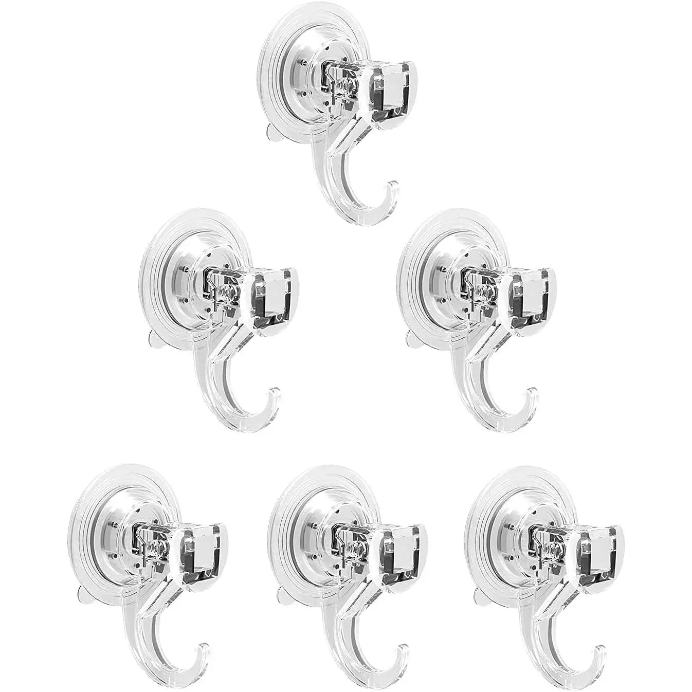 Wreath Hanger 6 Pack - Clear Plastic Suction Cup Hooks, Reusable, Waterproof Vacuum Suction Hooks Shower Wall, Window, Towel, Loofah, Soap Bag, Christmas Decor