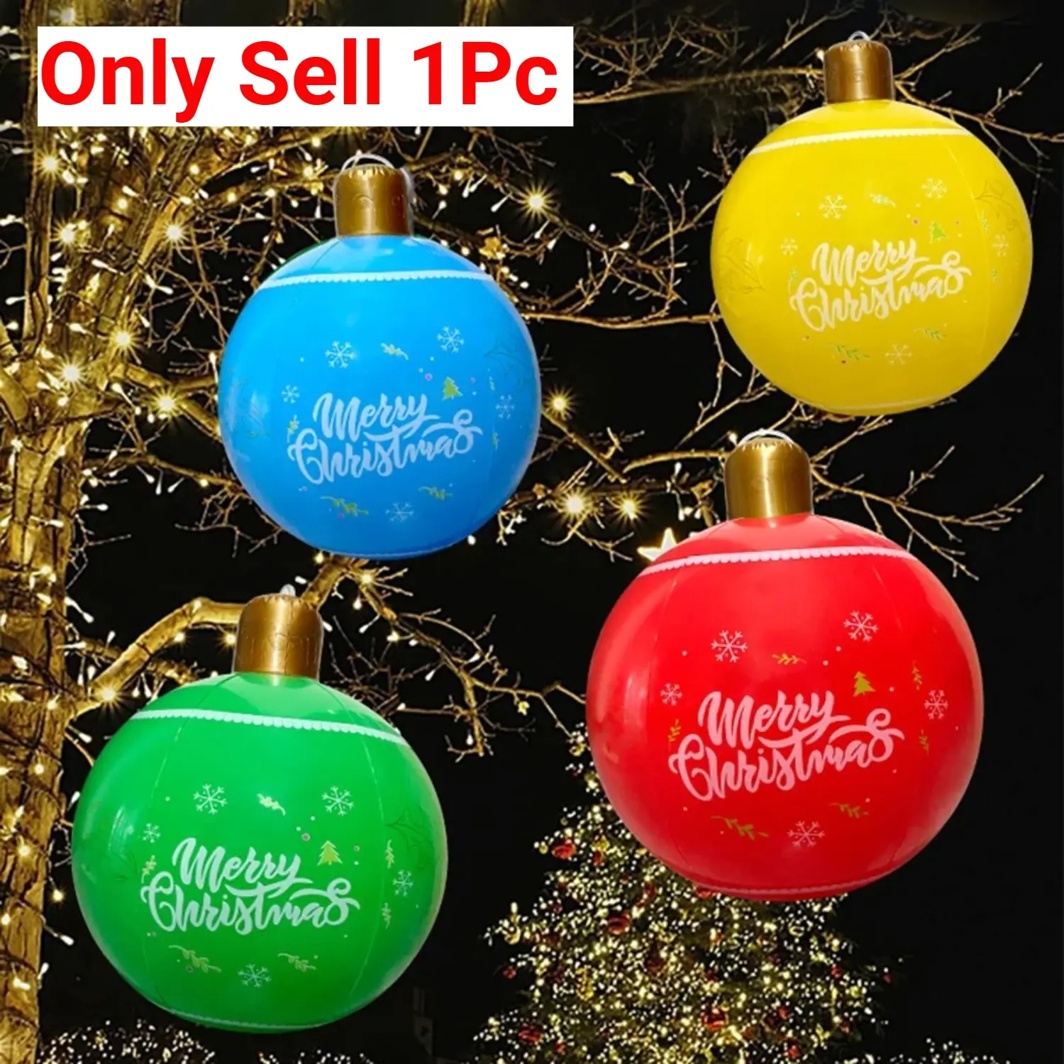 1Pc Inflatable Christmas Ball Large Xmas Inflatable Ornaments PVC Holiday Blow Ball  Outdoor holiday yard lawn porch decoration
