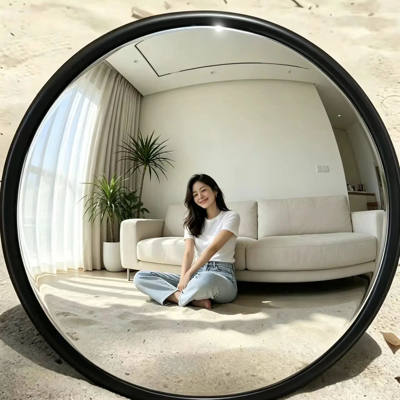 Fisheye Convex Selfie Wall Mounted Mirror, Aesthetic Room Decor, Perfect for Photo Shooting, Stylish and Functional Home Accessory