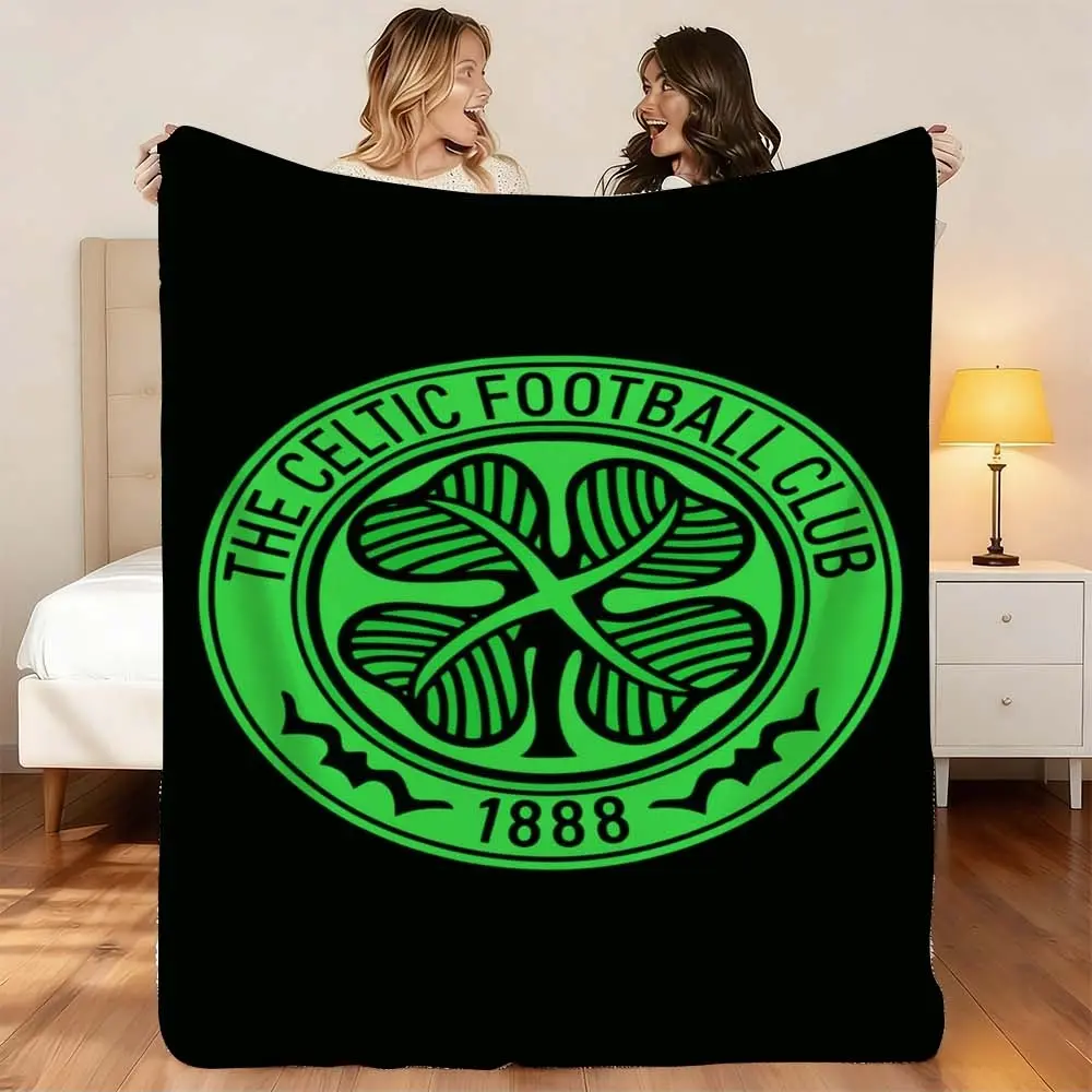 1pc Celtic Football Club Black and Green Blanket for Cozy Naps and Camping - Ideal for Bedroom and Sofa Use
