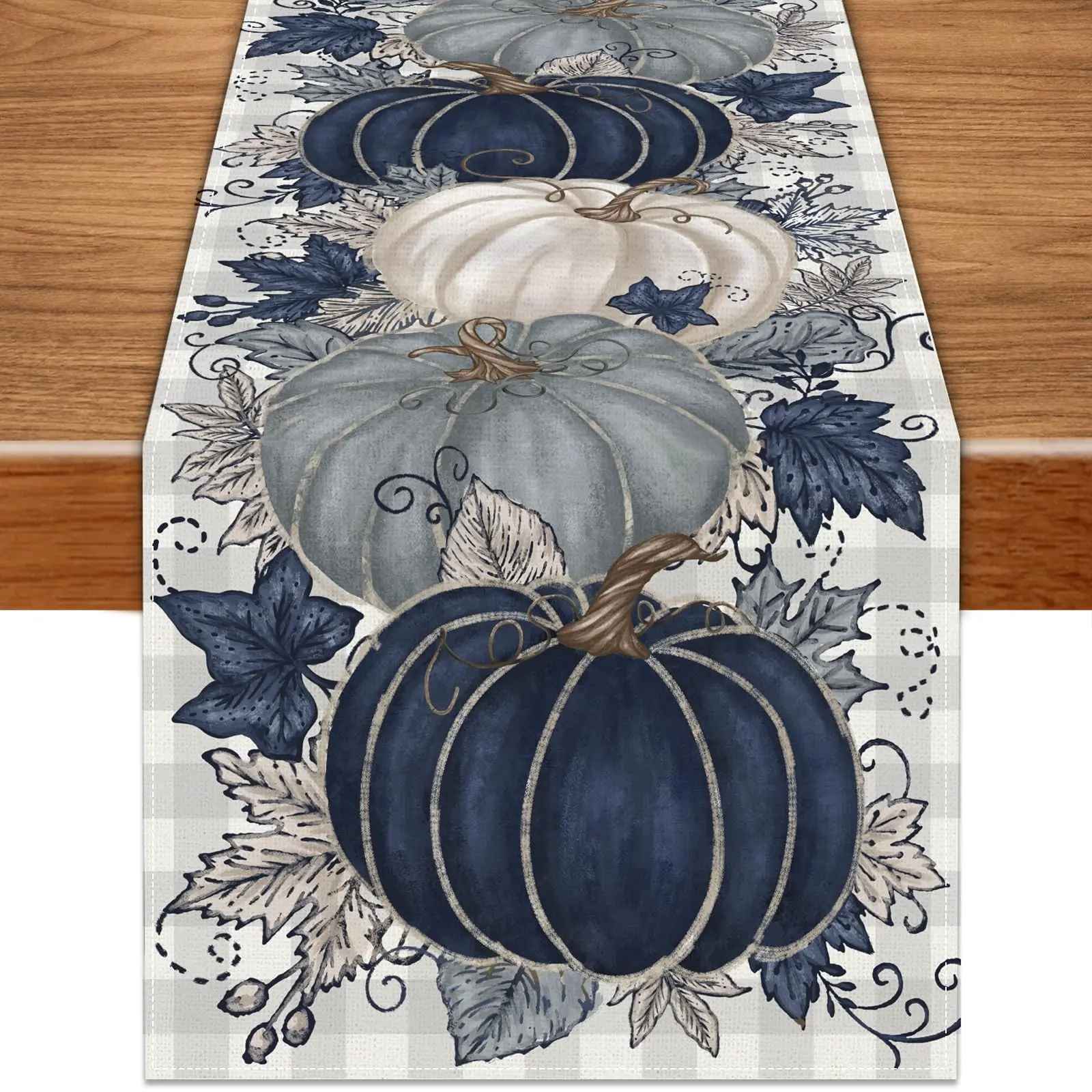 Pumpkins Golden Maple Leaves Fall Table Runner, Versatile Autumn Thanksgiving Fall Decorations for Home, Harvest Festival Seasonal Holiday Farmhouse Decorations and Supplies for Home Kitchen Dining Room Table Thanksgiving Home Decor