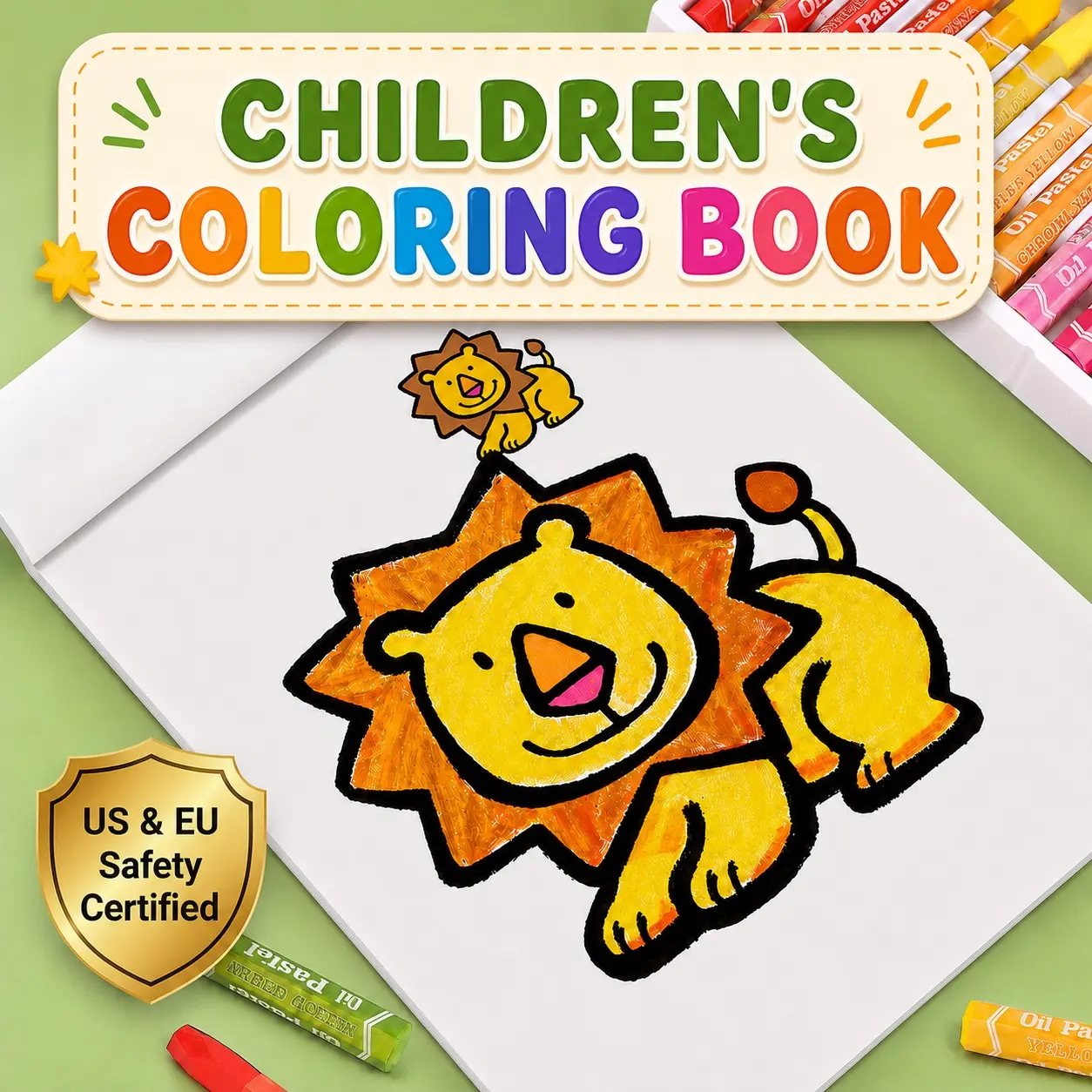 Mom-Approved Safety! 32 Pages Toddler Coloring Book for Ages 3+ | Fully Certified to US & EU Standards | Easy-to-Color Bold Lines For Little Hands | Fun Screen-Free Activity for Preschoolers