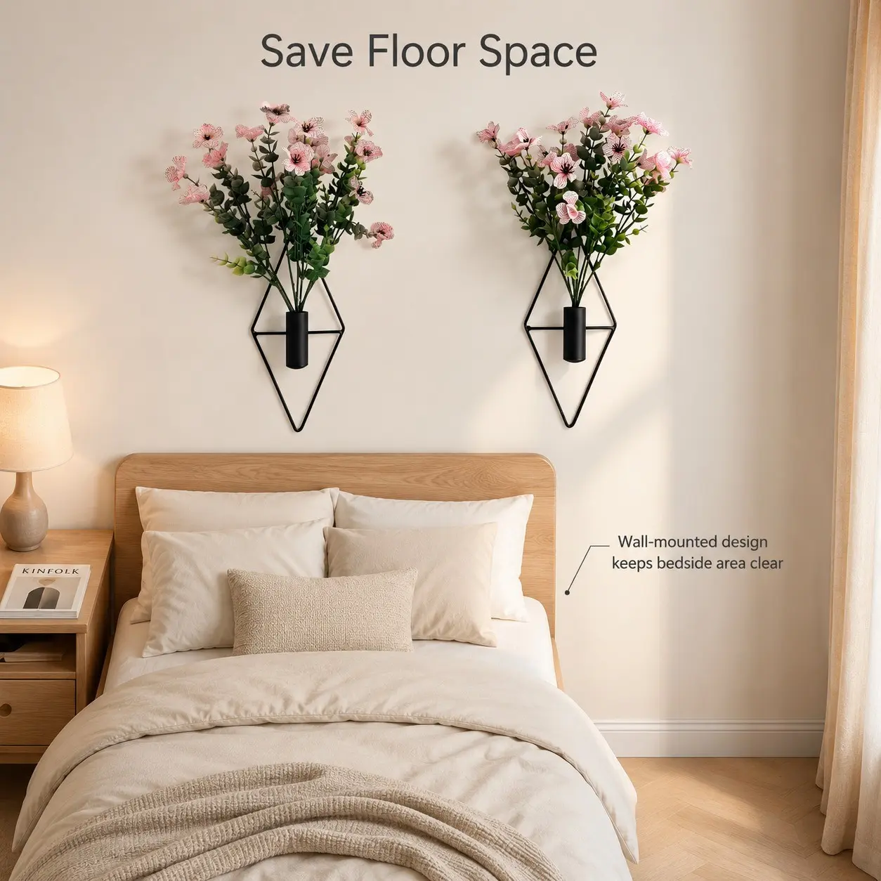 2pcs Metal Wall-Mounted Flower Rack with Artificial Flowers, Ideal for Living Room, Entrance, Store, Office, Balcony Decor