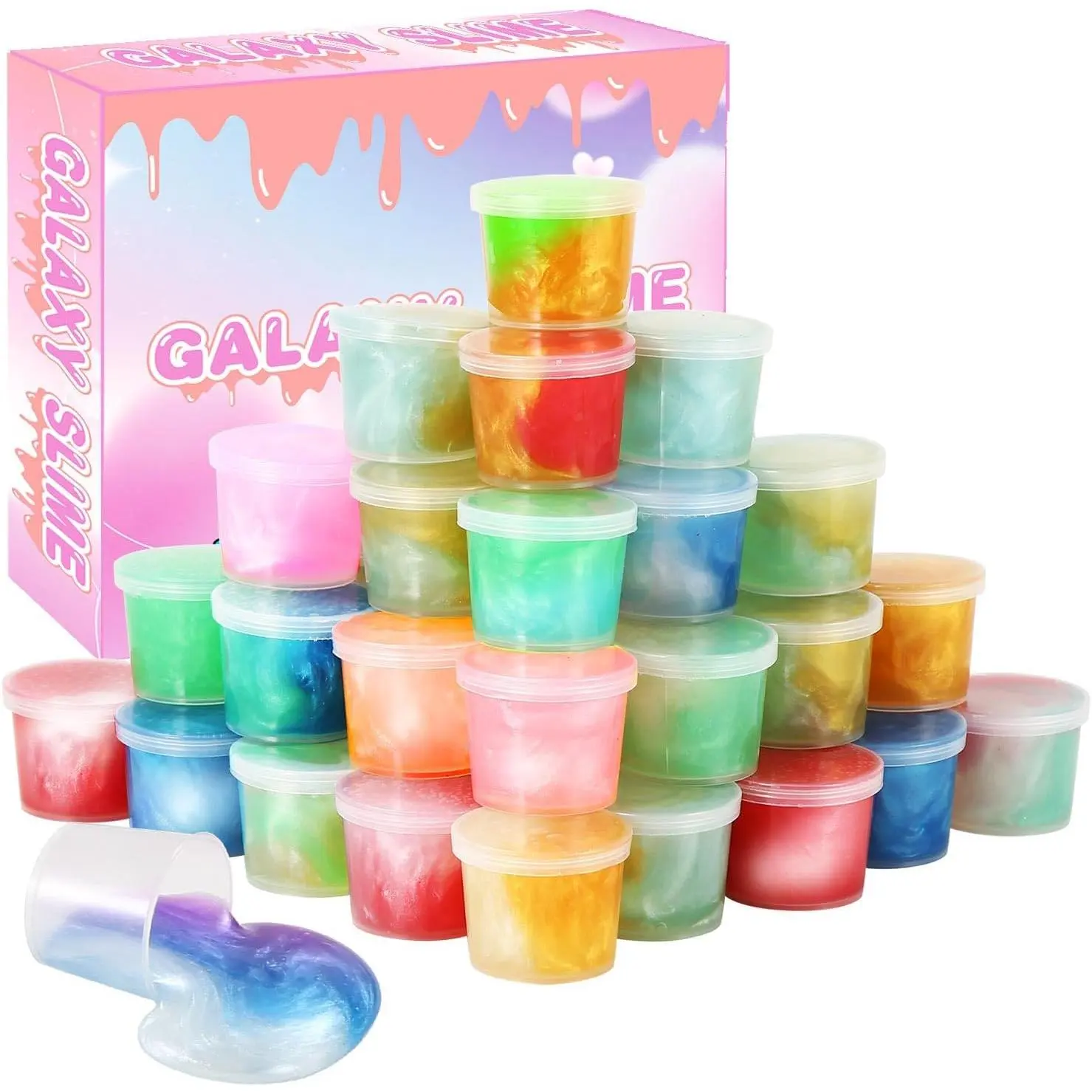 30 Pack Galaxy Slime Kids' Toys, Stretchy Soft Non-Sticky Non-Mess Fidget Toy, Christmas Stocking Stuffers - Classroom Reward for Boys and Girls