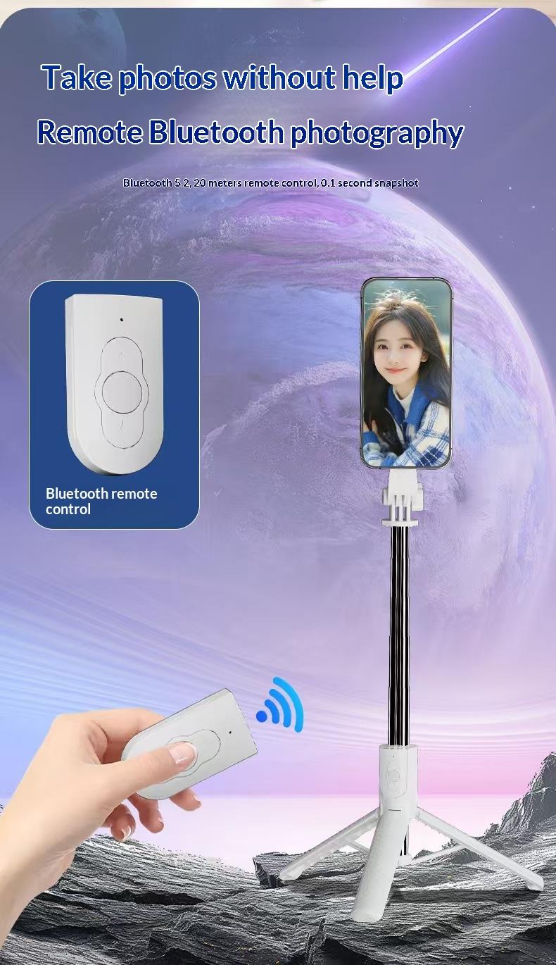 Triangle magnetic selfie stick tripod mobile phone photo 360 degree rotation Bluetooth integrated frame cross-border