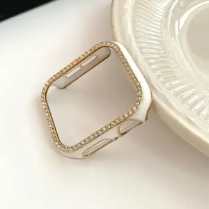 Single Row Rhinestone Hollow-Out PC Protective Bumper Case for iWatch, 1-Pack Fashion Watch Accessory for Daily Wear & Sports, Accessories
