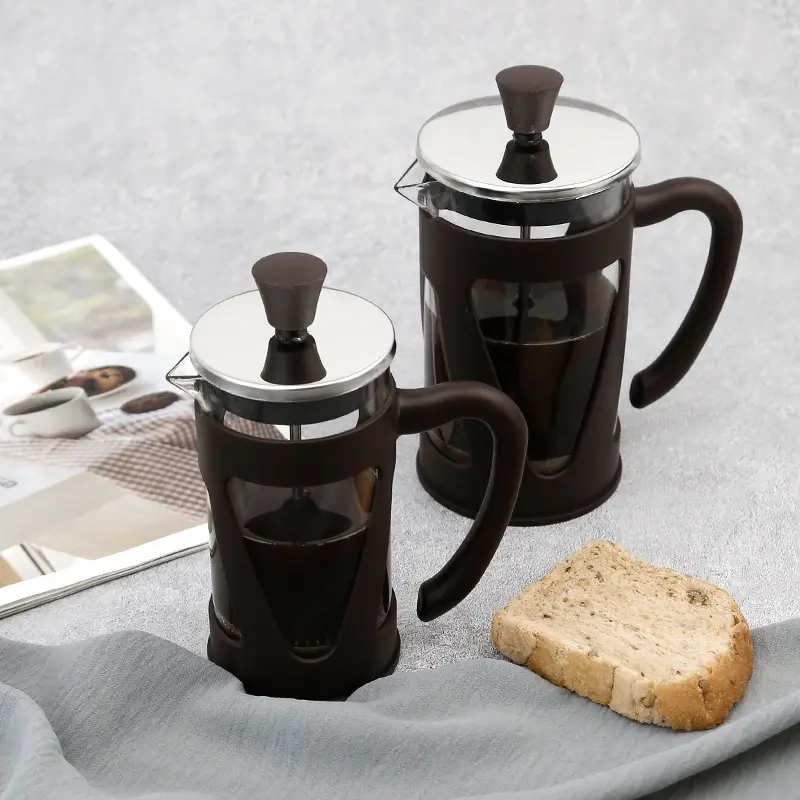 350ML/600ML French Press Coffee Maker, Filter, Stainless Steel Lid, Borosilicate Glass, Insulated Handle, Ideal for One or Two People