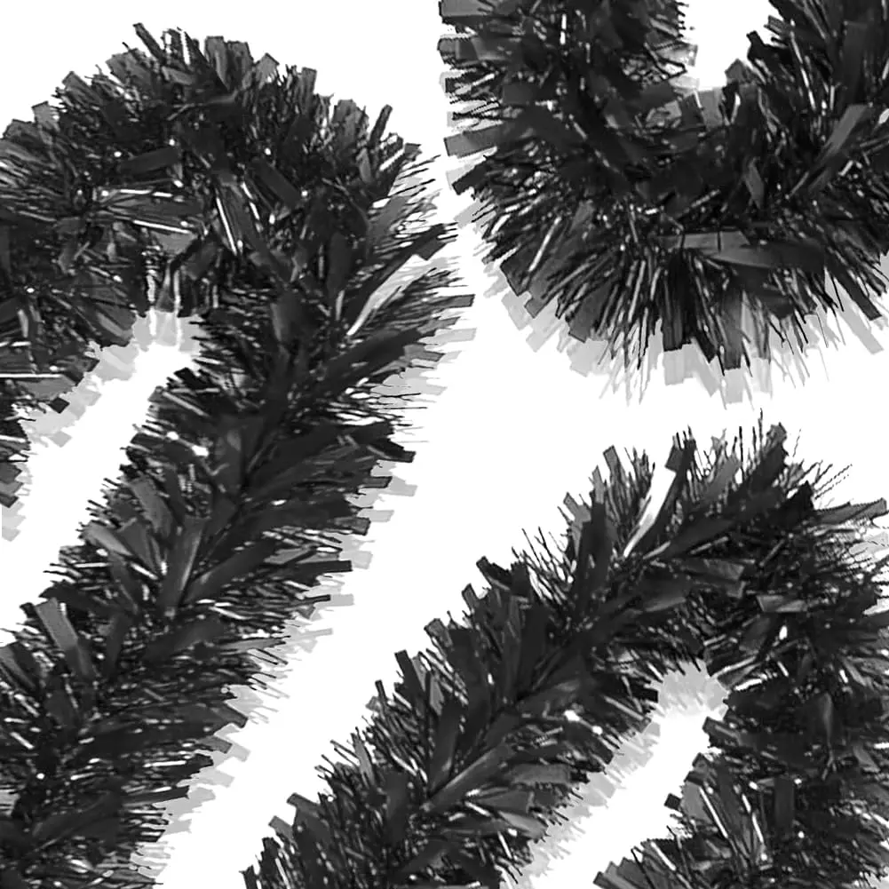 33Ft Halloween Tinsel Black Garland Xmas Tree Decorations Shiny Thick Metallic Twist Garland Ceiling  Decor for Christmas  Year Birthday Party Indoor Outdoor Supplies-Black
