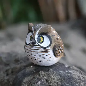 Hand Carved Wooden Owl Figurine Owl Statue Tabletop Ornament Rustic Home Decor Unique Gift for Nature Lovers Birthday Christmas Holiday Present Collectible Figure