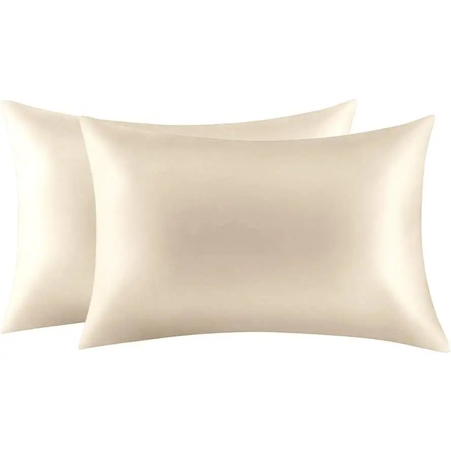 100% Mulberry Silk Pillowcases Set of 2 for Hair and Skin and Super Soft and Breathable King Size Nature Silk Pillowcases (King, Buff Beige)