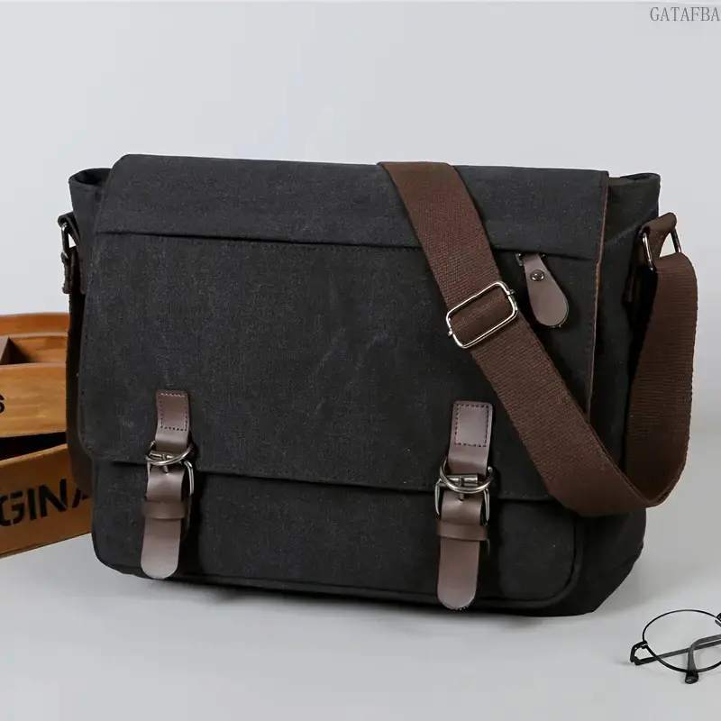 Vintage Canvas Messenger Bag with Crossbody Strap - Large Capacity, Multi-Pocket All-Seasons Bag for Men Students, Ideal for College/Travel Use,back to school,back to school haul