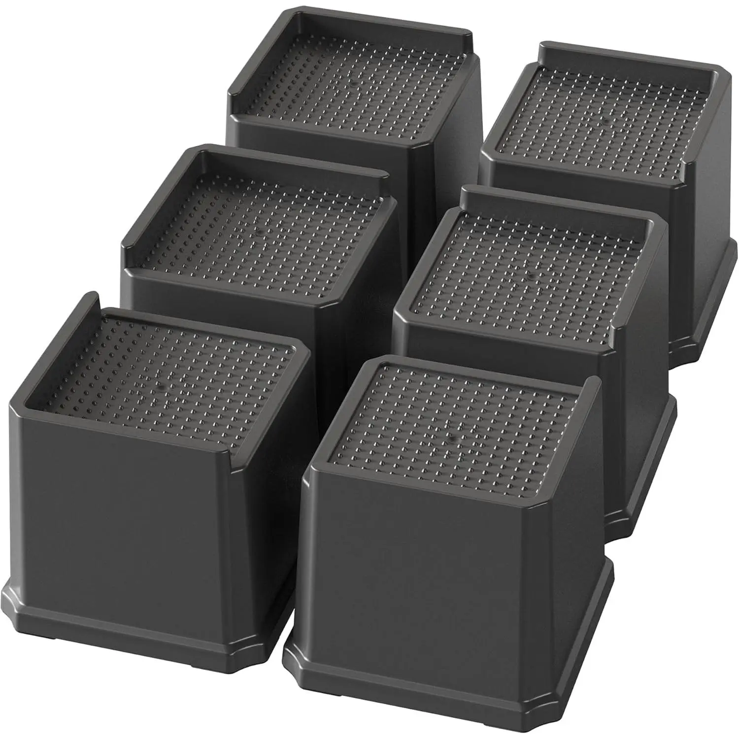 6-Pack 4-in Heavy Duty Furniture Risers, 1500 lbs Capacity Furniture Lifts for Bed, Sofa, Table - Home Organizer Set Pack, 4 Inch