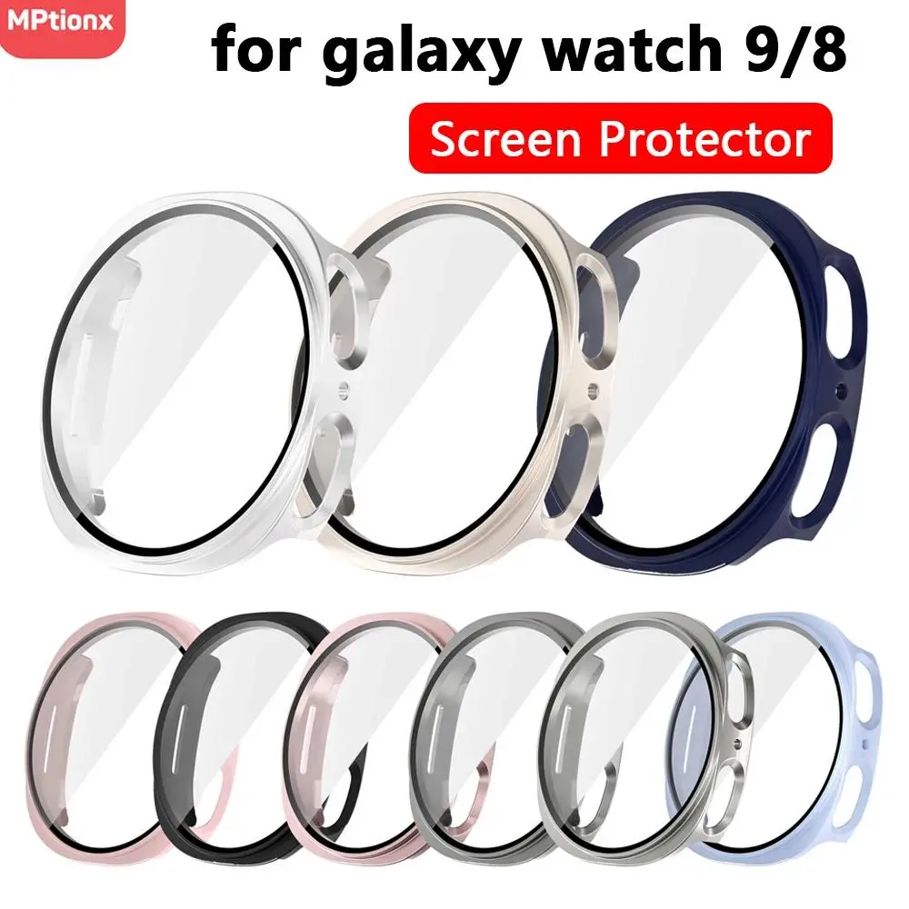 Tempered Glass+Cover For Samsung Galaxy Watch 9 8 40mm 44mm Screen Protector Shell Case Anti-scratch Bumper for Galaxy Watch 8 9