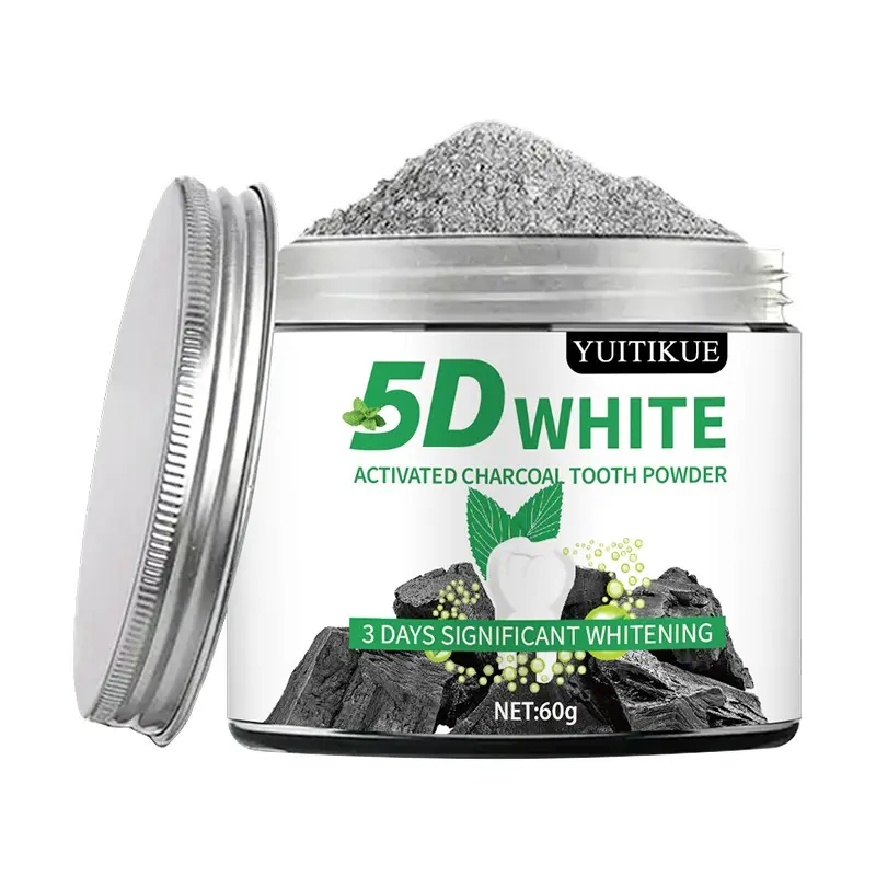 yuitikue Activated Charcoal Whitening Tooth Powder 60g, Natural Bamboo Charcoal, Xylitol Hyaluronic Acid, Mint Flavor, Unisex Teeth Cleaning Powder, Teeth Whitener Powder