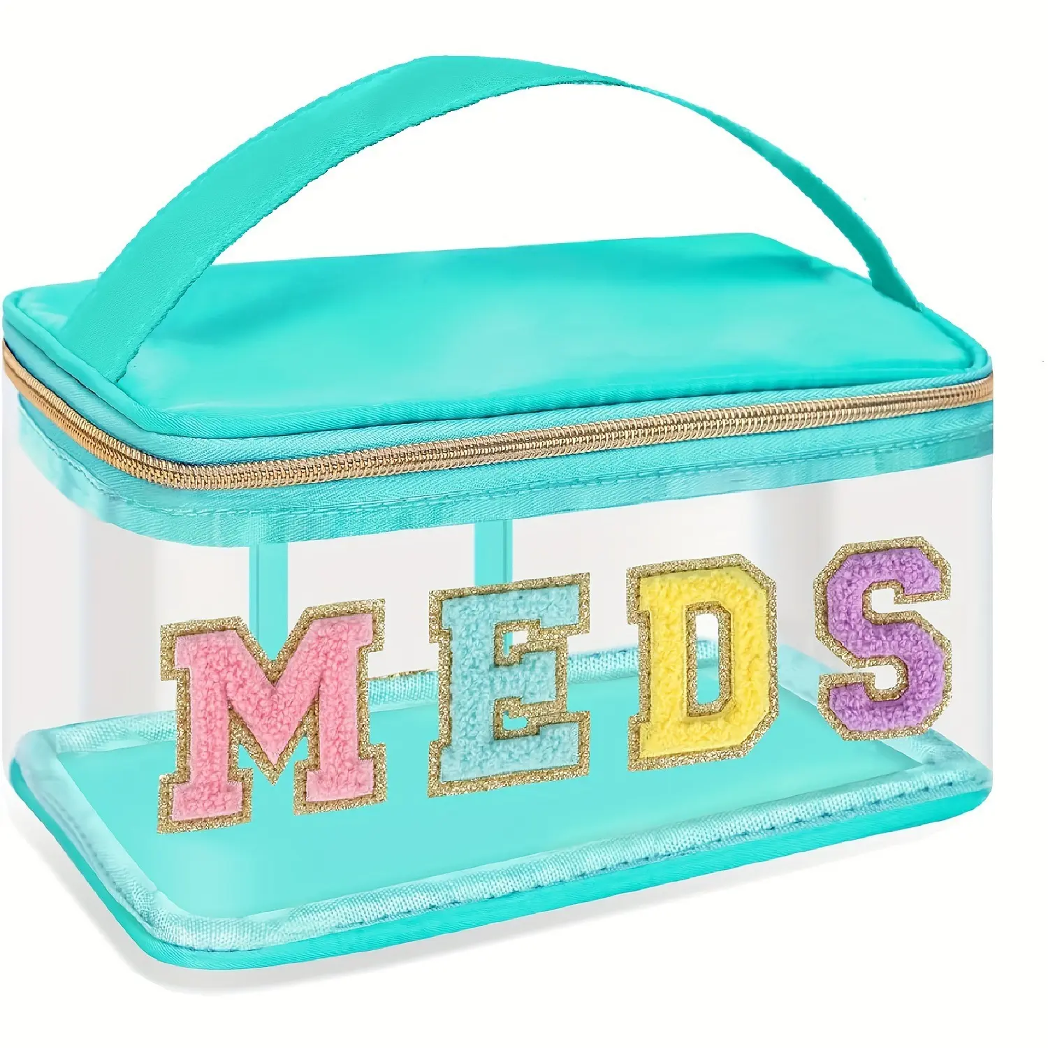 Clear Travel Medicine Bag with Handle - Waterproof Transparent Pill Organizer Pouch, Medical Toiletry Storage Bag for Home & Travel