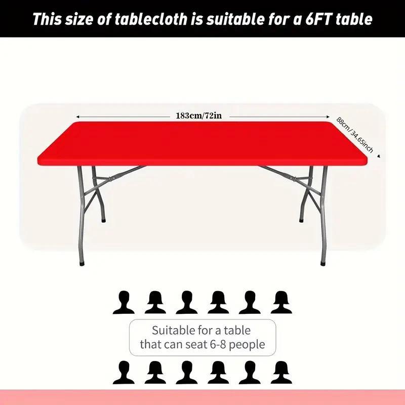 Rectangular Elastic Table Cover, 1 Count Solid Color Washable Tablecloth, Table Cover for Outdoor Dining Table, Home Party, Wedding, Picnic, Outdoor Camping, Rectangle Tablecloth
