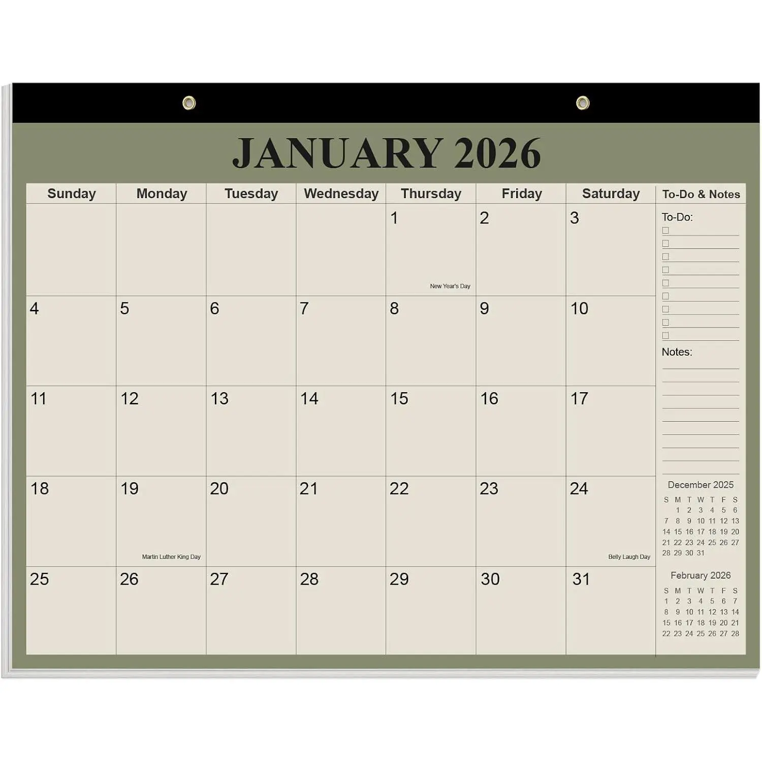 Desk Calendar 2026-2027 - Calendar 2026-2027 from July 2026 to June 2027, 18 Months Calendar with Thick Paper for Office, , School Organizing, 14" X 11", Cyan