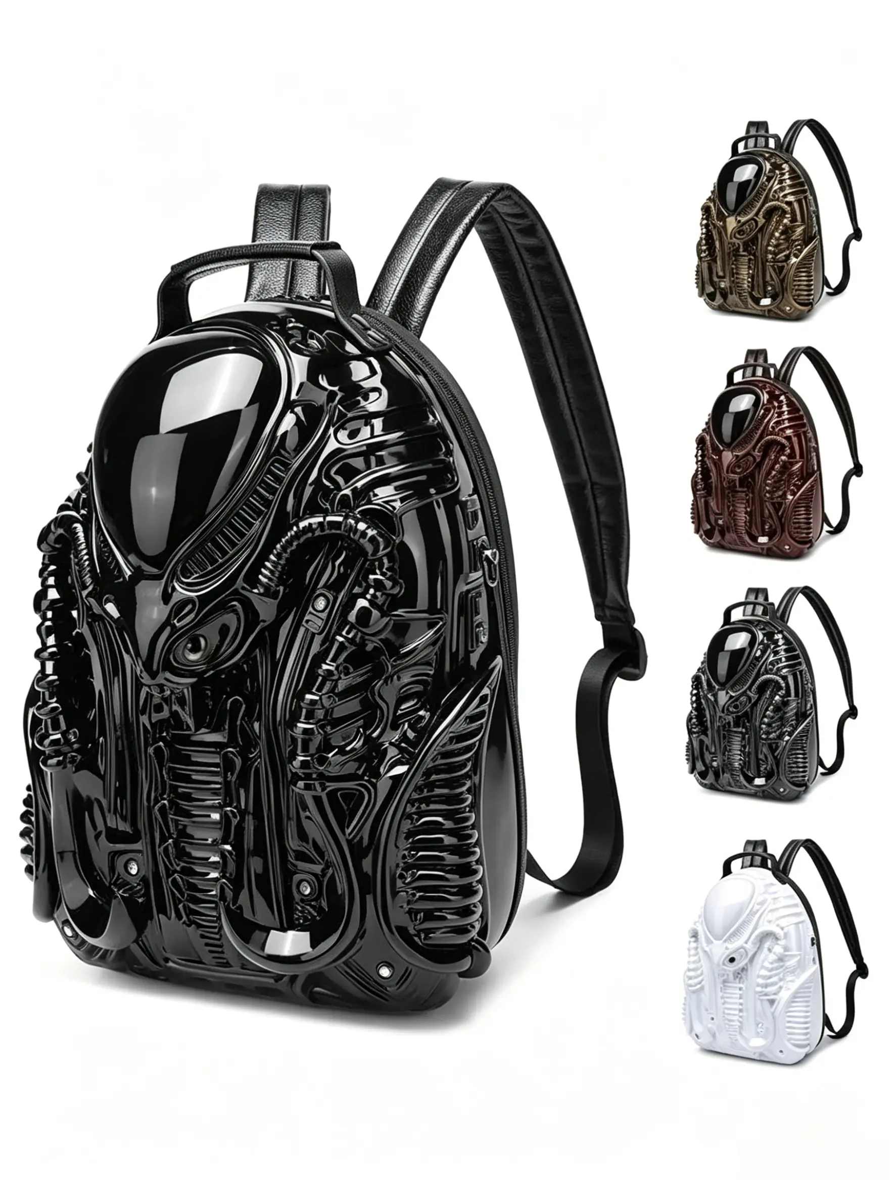 Cyberpunk Style Unisex Backpack, Creative 3D Relief Design, Large Capacity Travel Bag, Trendy Streetwear Bookbag for Students
