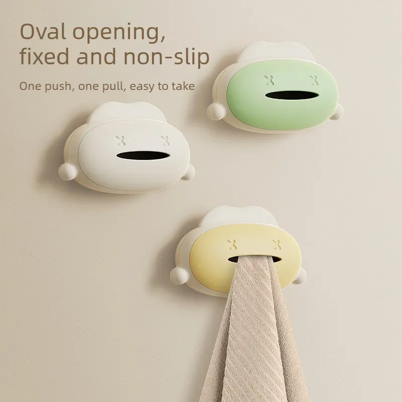 Cute Cloud Wall Mount Tissue Dispenser, No Drill Facial Towel Storage Box, Adhesive Bathroom Napkin Holder, Multi-color Household Wall Organizer